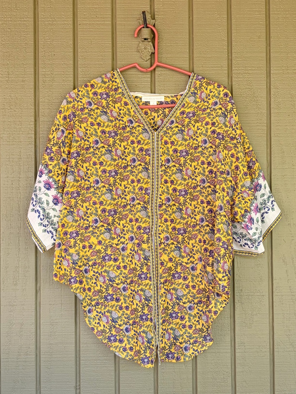 Chelsea & Violet Yellow Floral Open Front Kimono Cardigan Wrap S